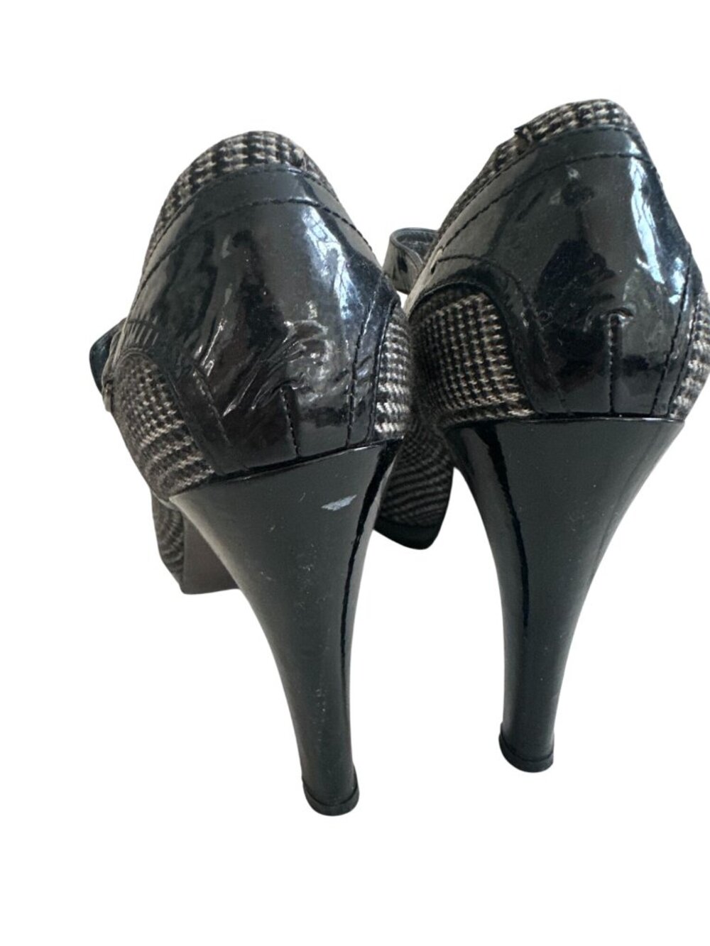 STUART WEITZMAN Glenplaid Gray Black Mary Janes Heels Size 7.5 - Picture 8 of 10